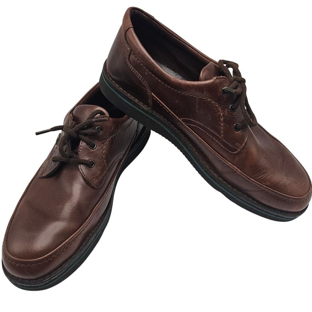 Hush Puppies Mall Walker 18915 Antique Brown Leather Oxfords Size 10.5 EW Wide